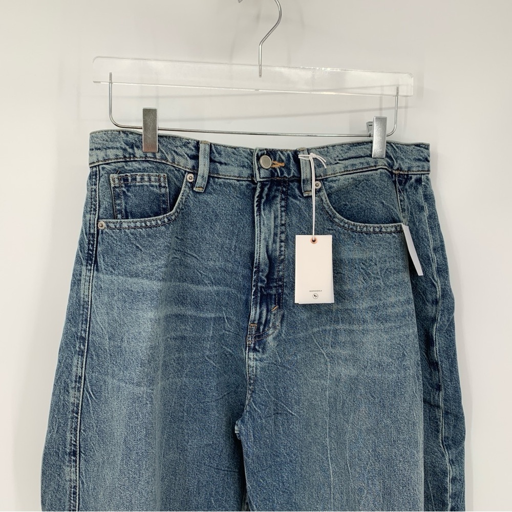 Good American Extreme Barrel jeans high waist denim blue wide balloon leg new 29 - Picture 3 of 5